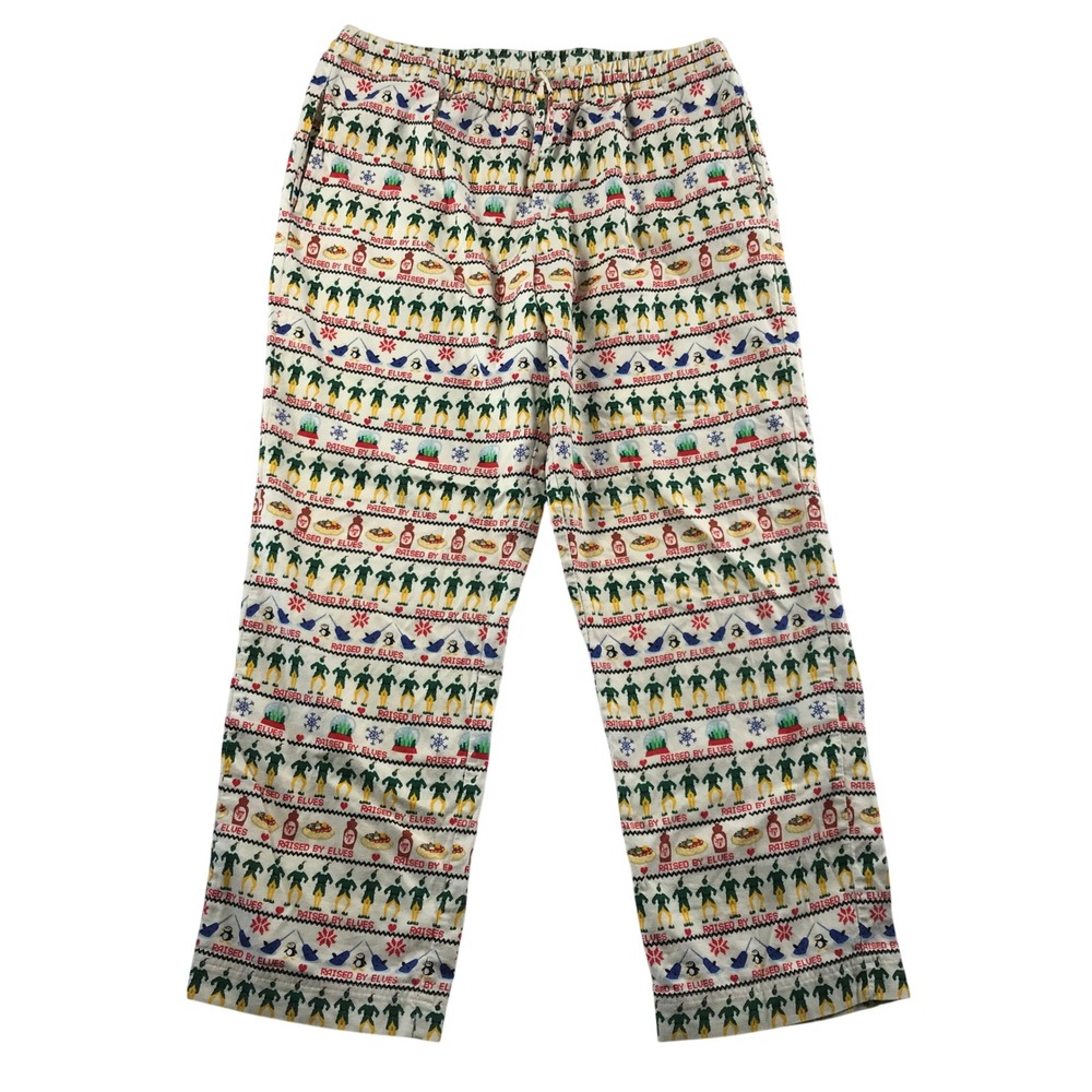 Hanna Andersson Elf Movie Pajama Pants Men Large Raised By Elves Cotton PJ White